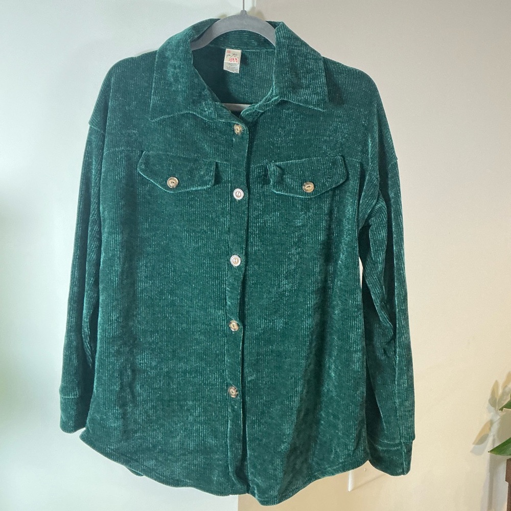 Soft Velvety Corduroy-Look Button Down